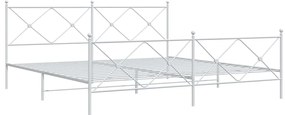 Estrutura de cama com cabeceira e pés 193x203 cm metal branco