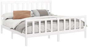 Cama sem colchão 200x200 cm madeira de pinho maciça branco