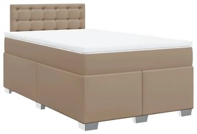 Cama boxspring c/ colchão 120x190cm couro artificial cappuccino