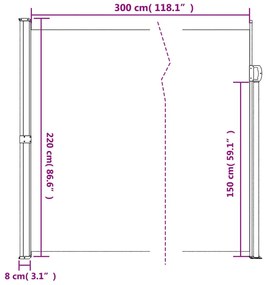 Toldo lateral retrátil 220x300 cm branco