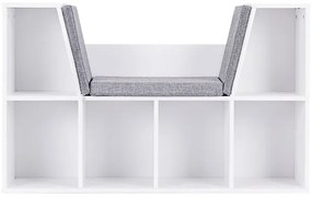 Estante com assento Biblioteca para crianças 102,5 x 30 x 63,5 cm Branco