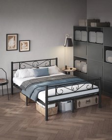 Cama metálica 140 x 200 cm Preto