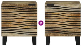 Conjuntos de Criados-Mudos - 2 pcs, 40x33.5x46 cm, Madeira Sólida de M