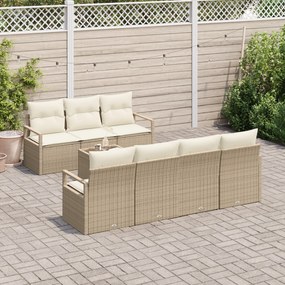 Conjunto de Sofá de Jardim vidaXL de 8 peças com Almofadas Bege Rattan