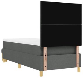 Cama Box Spring com Colchão e Base Cinza Escuro 100x200 cm Tecido