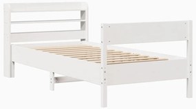 Cama sem colchão 90x200 cm madeira de pinho maciça branco