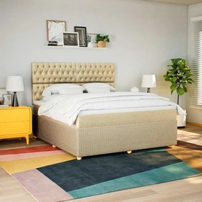 vidaXL Cama com molas/colchão 180x200 cm tecido cor creme
