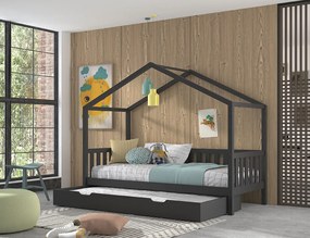 Conjunto Cama infantil de Casa DALLAS Com Ripas 90x200 com gaveta Antracite