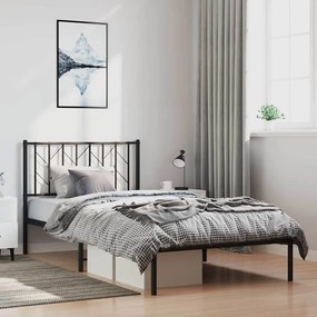 Estrutura de cama com cabeceira 100x200 cm metal preto