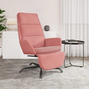 3097912 vidaXL Cadeira de descanso com apoio de pés veludo rosa