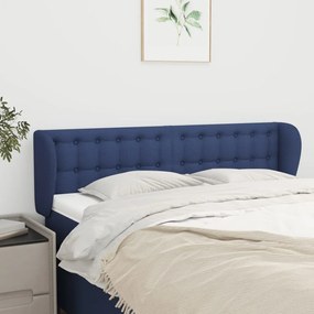 Cabeceira de cama c/ abas tecido 147x23x78/88 cm azul