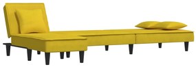 Sofá-cama em forma de L 255x140x70 cm veludo amarelo