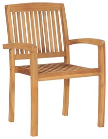 Cadeiras de jardim empiháveis c/ almofadões 6 pcs teca maciça