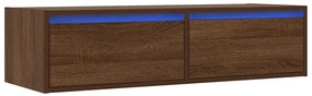 Móvel de TV com luzes LED 100X35,5x25 cm cor carvalho castanho