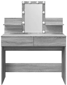 Toucador com LEDs 100x40x130 cm sonoma cinza