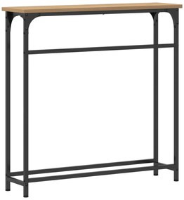 Mesa de Console vidaXL Carvalho Artesanal 75x19,5x75 cm Madeira de Eng