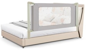 Barra segurança para cama infantil de 180 cm com elevação vertical de altura ajustável e trava de segurança dupla com impressão de folhas cinza