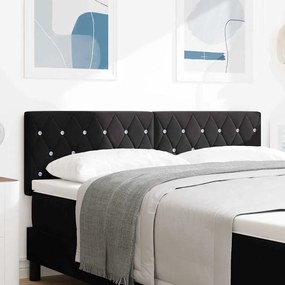 vidaXL Cabeceira , Almofadada com Botão de Cristal, Preto, 140 cm, Veludo