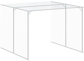 Casota cães c/ parque 214x457x181 cm aço galvaniz. cinza-claro