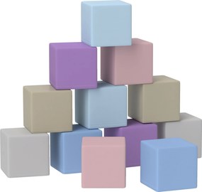 HOMCOM Blocos macios, 12 cubos de 20 x 20 x 20 cm, fáceis de limpar, seguros para crianças, para 1-3 anos, couro sintético | Aosom Portugal