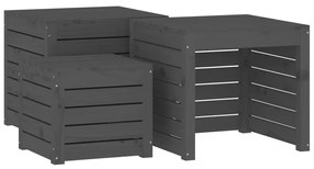 4 pcs conjunto de caixas de jardim pinho maciço cinzento