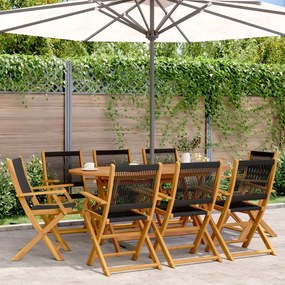 vidaXL Cadeiras de jardim dobráveis 8 pcs madeira acácia maciça preto