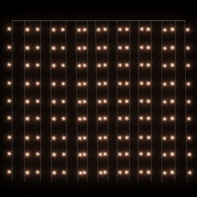 Cortina iluminação 300 luzes LED 3x3 m 8 funções branco quente