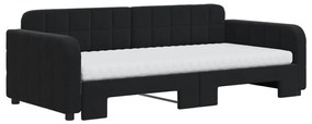 Sofá-cama com gavetão e colchões 90x190 cm veludo preto