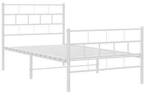 Estrutura de cama com cabeceira e pés 100x200 cm metal branco