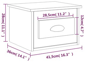 Mesas de cabeceira de parede 2 pcs 41,5x36x28 cm preto