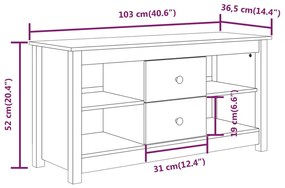 Móvel de TV 103x36,5x52 cm madeira de pinho maciça branco