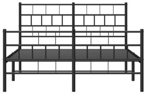 Estrutura de cama com cabeceira e pés 140x190 cm metal preto
