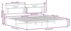 Estrutura de cama sem colchão 200x200 cm carvalho fumado