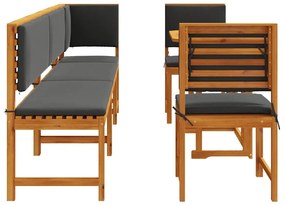 Conjunto de Jantar para o Jardim com 6 Peças e Almofadas em Madeira Só