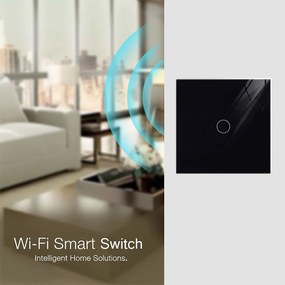 IInterruptor táctil com regulação luminosidade WiFI-Voice, Painel frente preto vidro temperado