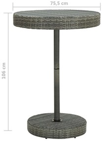 5 pcs conjunto de bar p/ jardim c/ almofadões vime PE cinzento