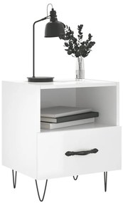 Mesas de cabeceira 2pcs derivados de madeira branco brilhante