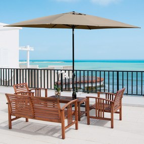 Outsunny Chapéu de Sol de Jardim 200x300x248 cm Proteção UV50+ Chapéu de Sol de Alumínio Inclinável com Teto de Ventilação e Manivela para Terraço Varanda Exterior Café