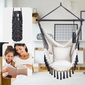 Cadeira suspensa 170x100x150cm com almofadas creme