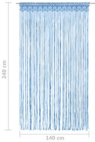 Cortina macramé 140x240 cm algodão azul