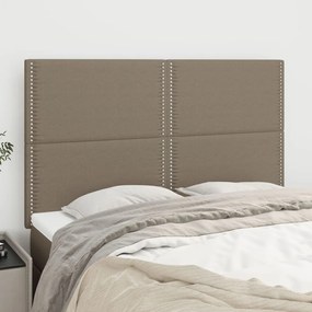 Cabeceira cama 4 pcs tecido 72x5x78/88 cm cinzento-acastanhado