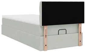 Estrutura cama otomana colchão 80x200 cm veludo cinzento claro