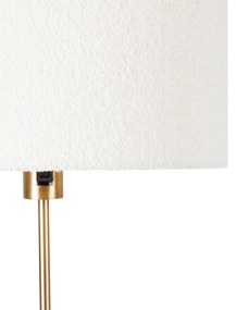 Candeeiro de chão regulável bronze com abajur boucle branco 35 cm - Parte Design