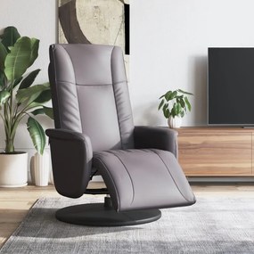 vidaXL Cadeira reclinável com apoio de pés couro artificial cinzento