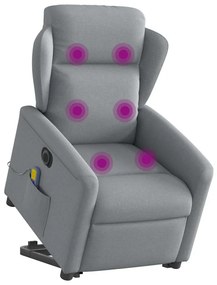 Poltrona elétrica reclinável massagens tecido cinzento-claro
