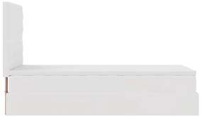 Cama otomana com colchão 90x200 cm couro artificial branco