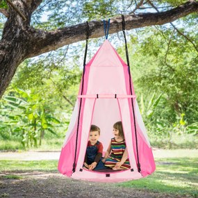 Baloiço crianças Nest com tenda Ø 100cm Arvores ou para Baloiço  Altura ajustável Carga até 150 kg para interior exterior Jardim Rosa