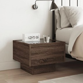 Mesa de cabeceira c/ LED Infinity 40x40x30 cm carvalho castanho