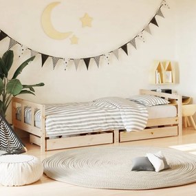 vidaXL Estrutura de cama infantil c/ gavetas 90x200 cm pinho maciço