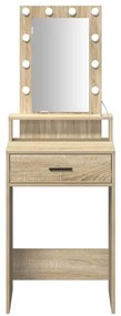 Mesa de Maquiagem com Luzes LED - Carvalho Sonoma - 50x41x140 cm